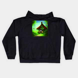 Fantasy House In a Greenery Scene, Fantasy Cottagecore artwork Kids Hoodie